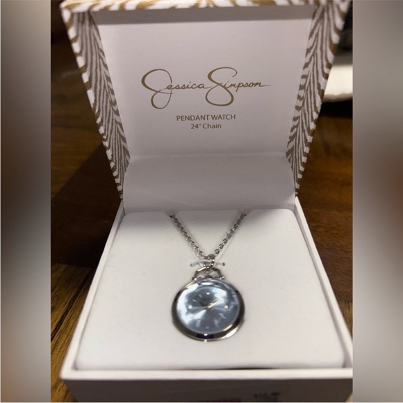 NWT Jessica simpson silver pendant Watch necklace - Picture 2 of 6